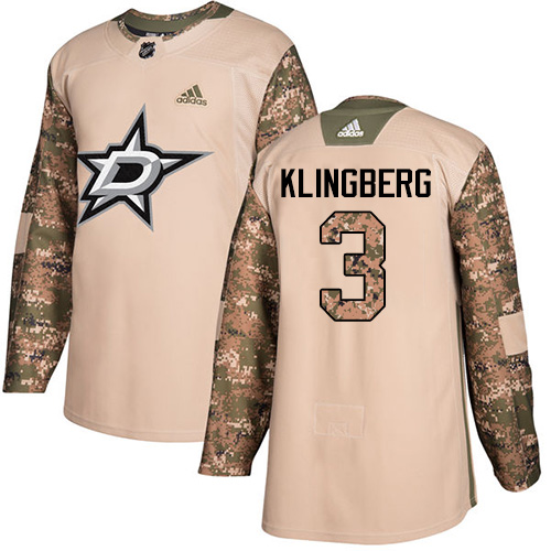 Adidas Stars #3 John Klingberg Camo Authentic Veterans Day Stitched NHL Jersey